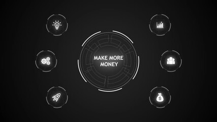 Make More Money, Hologram Futuristic Interface Concept. virtual network connecting service with graphical icons in various, diverse, and industry. - Powered by Adobe