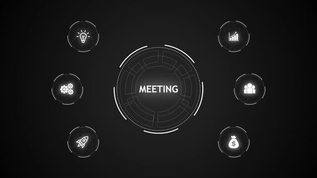 Meeting, Hologram Futuristic Interface, virtual network connecting service with graphical icons in various, diverse, and industry.