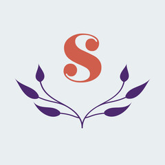 S Letter Logo Mark with Elegant Leaf Design