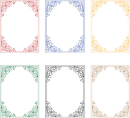 Minimal black and white frame with elegant ornamental corners, perfect for labels and templates