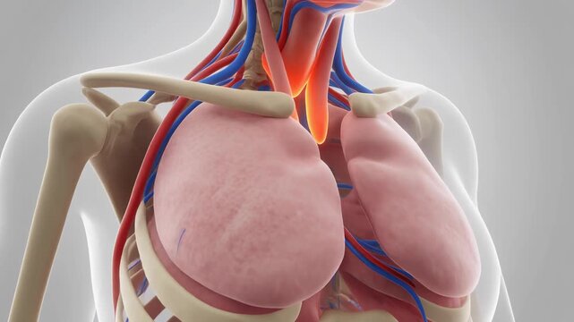 3D Model of Human Thymus Gland and Chest Anatomy