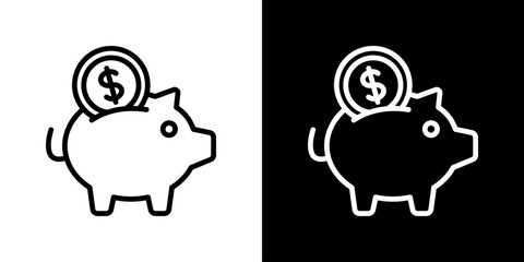 Savingsicon Set. Clean Line Design With Light And Dark Versions For Versatile Use.