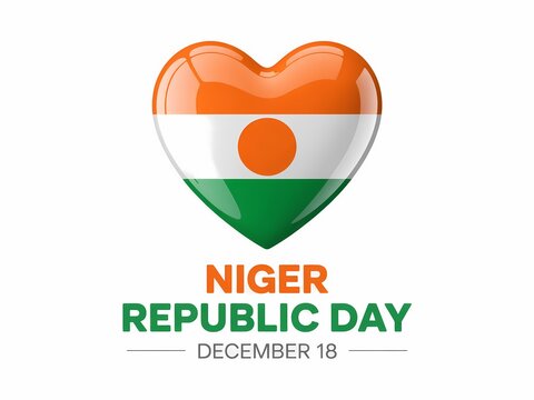 Heart shaped flag of niger celebrating republic day on december 18th