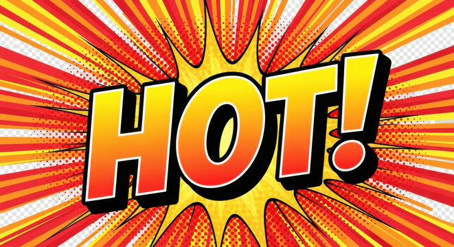 Hot explosion comic pop art isolated on transparent background - Powered by Adobe