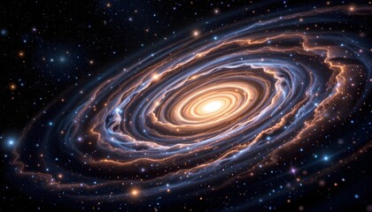 Stunning Spiral Galaxy with Luminous Core and Twinkling Stars in the Depths of Space