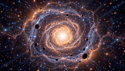 Swirling Nebula with Dazzling Stars and Cosmic Energy in a Vibrant Universe