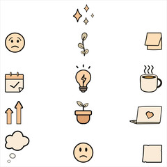Minimal Pastel Productivity Icons Sticker Set
