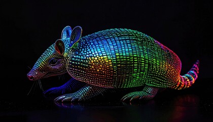 Armadillo with vibrant rainbow scales