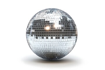 Fototapeta premium Disco ball bringing retro style and festive atmosphere, symbolizing celebration, party, and dancing on a white background