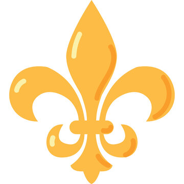 Golden Yellow Fleur De Lis Symbol With A Transparent Background And Stylized Outline For Decorative Purposes