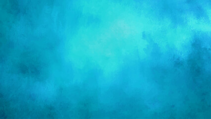 Vibrant Blue & Aqua Abstract Watercolor Texture Background with Cloud-Like Washes, Central Glow. Deep Ocean, Tropical Water, or Dreamy Sky Aesthetic Backdrop.