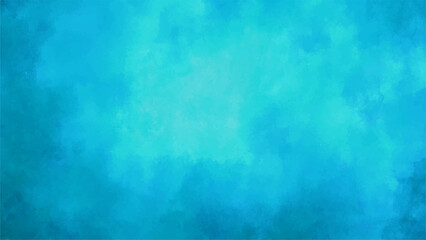 Vibrant Blue & Aqua Abstract Watercolor Texture Background with Cloud-Like Washes, Central Glow. Deep Ocean, Tropical Water, or Dreamy Sky Aesthetic Backdrop.