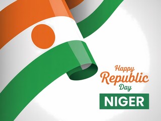 Vibrant niger republic day celebration with waving national flag and festive greetings