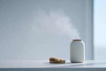 beautiful morning routine unfolds in soft light by window featuring tea set and breakfast