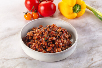 Black eye beans wutg tomato sauce