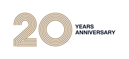 The number 20 is prominently displayed with the text "YEARS ANNIVERSARY" indicating a celebration of a significant milestone.