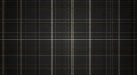 Elegant dark gray tartan plaid pattern with golden stripes, ideal for luxurious backgrounds or sophisticated designs.
