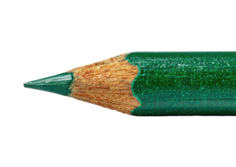 Green pencil tip sharp point, wood grain