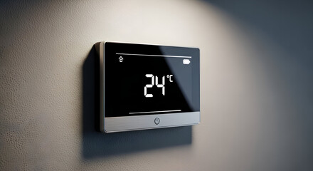 Room thermostat on wall