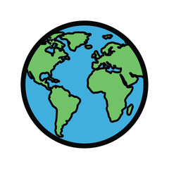Obraz premium Earth Globe Icon - Vector Illustration, World Map, Global, Planet, Isolated
