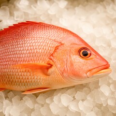 A red fish is on a white surface