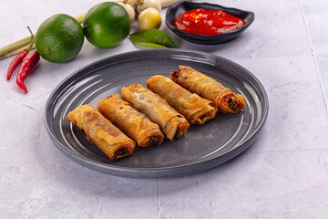 Stuffed Vietnamese Nem roll with meat