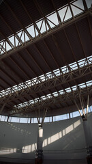 Low Angle View of Architecture Background, Business, Modern Architecture Building Background, Copy Space