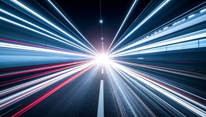 Dynamic light trails capture the essence of speed in a tunnel, illustrating urban movement and energy