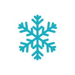 Fototapeta premium Snowflake Icon in Teal Blue, Winter Symbol, Christmas Design, Isolated