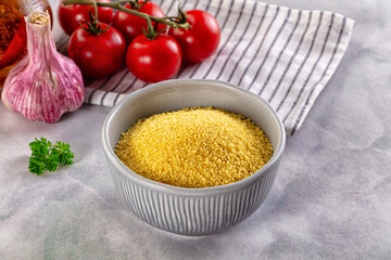 Vegan cuisine - raw dry couscous