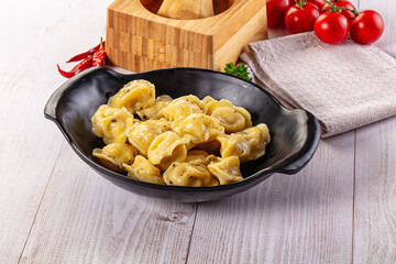 Tasty Russian dumplings with meat