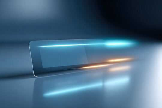 Modern digital display mock up with vibrant glowing accents on a trendy midnight blue background