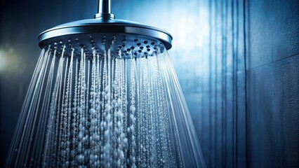 Water droplets flowing into a showerhead