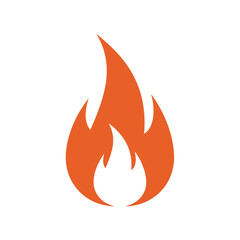 Fire Flame Icon, Orange Burning Flame, Vector Illustration, Isolated on White