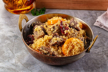 Traditional couscous with lamb and vegetables