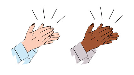 Clapping Hands Illustration A clean flat style vector illustration of two pairs of clapping hands Black and White skin tones