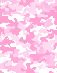 A seamless pattern featuring an abstract camouflage design in varying shades of pink and white, mimicking organic shapes