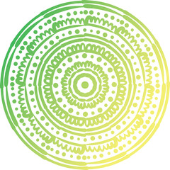 Green and Yellow Gradient Circular Mandala Design With Intricate Patterns and Geometric Shapes On A Transparent Background