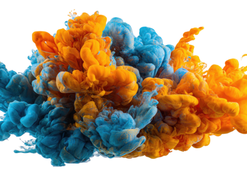 Ink cloud Yellow and Blue abstract swirls on black - Powered by Adobe