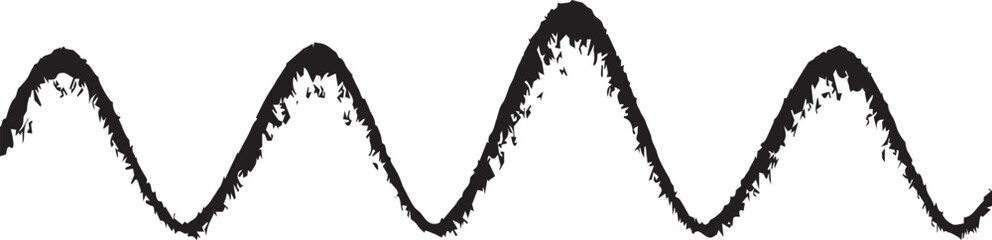 Sine Wave Black and White Illustration | Oscillating Signal for Scientific Diagrams and Educational Material