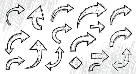 ink brush hand drawn arrows vector collection black sketch directional icons for graphic design and educational use