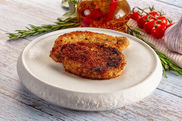 Breaded meat fillet escalope schnitzel