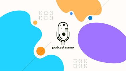 PODCAST BACKGROUND WITH HAND DRAWN ORGANIC SHAPES COLORFUL SIMPLE TEMPLATE DESIGN VECTOR. GOOD FOR COVER DESIGN, BANNER, WEB,SOCIAL MEDIA