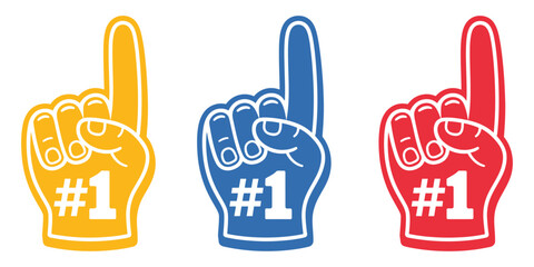 sports fan foam finger, iconic number one hand gesture, celebration symbol for championship events, team spirit, and game day enthusiasm graphics