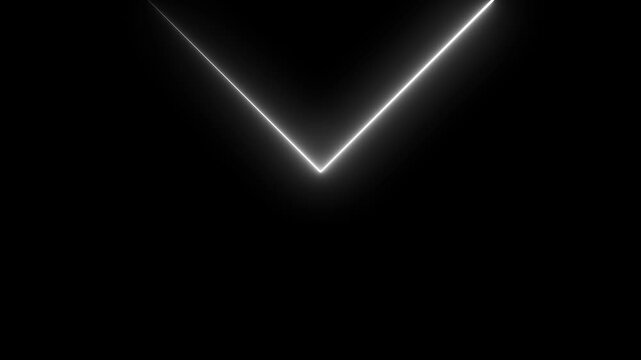 White Neon V Shape Glowing Line Drawing Animation Loop Abstract Futuristic Graphic Background Overlay