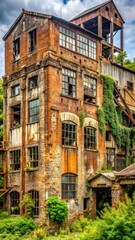 Obraz premium Rusty industrial mill with broken windows