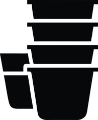 Stacked reusable plastic food storage containers or tubs icon design.