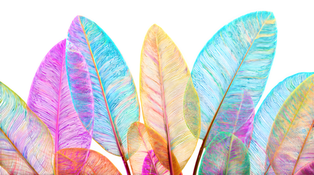Vibrant Banana Leaves, isolated on transparent background