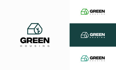 Green Residence logo designs concept vector, Green House logo designs concept vector, Eco Real Estate logo designs symbol icon