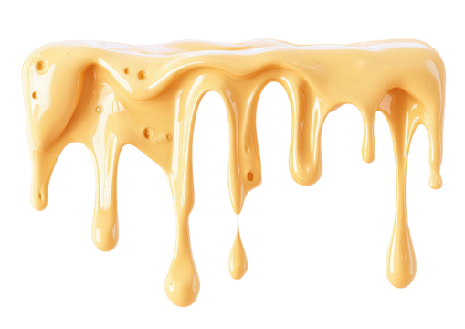 Creamy orange sauce drips down, against black